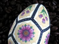 Victorian Garden Ukrainian Easter Egg Pysanky By So Jeo : pysanky pysanka ukrainian easter egg batik art sojeo florals flowers birds stars trees vines blooms buds bluebird owl art sojeo so jeo eggshell egg shell blown decoration ivy garden rainbow rosie posy nightshad victorian trees etched brown chicken eggs turkey